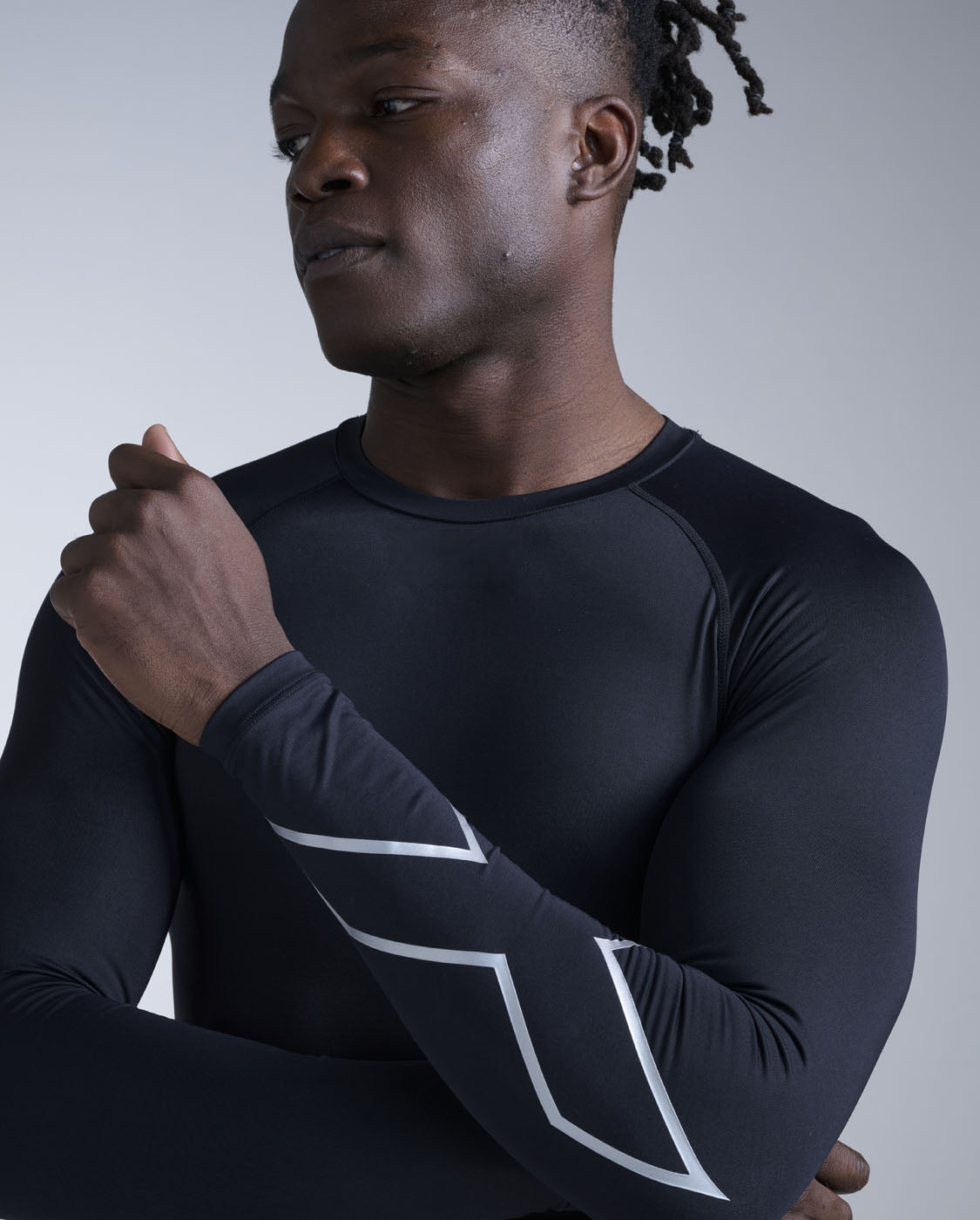 Men's Long Sleeve Compression Shirt, Black & Silver – 2XU US