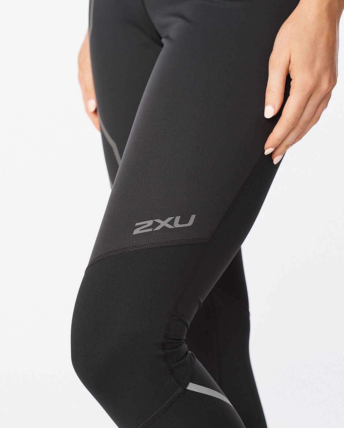 2XU Ice Mid Rise Womens Compression Long Tights - Black/Ice Blue