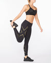Light Speed Mid-Rise Compression Tights - Black/Gold Reflective