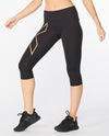 Light Speed Mid-Rise Compression 3/4 Tights - Black/Gold Reflective