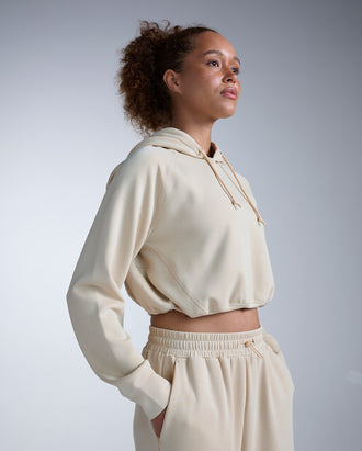 Wonderluxe Sand Washed Cropped Hoodie